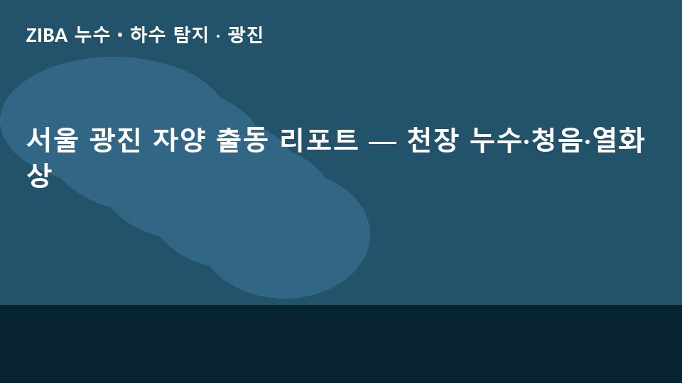 서울 광진 자양 출동 리포트 — 천장 누수·청음·열화상